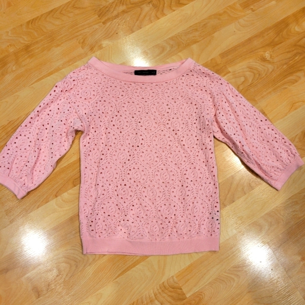 The Limited Pink Eyelet Top 3/4 Sleeve Size XS